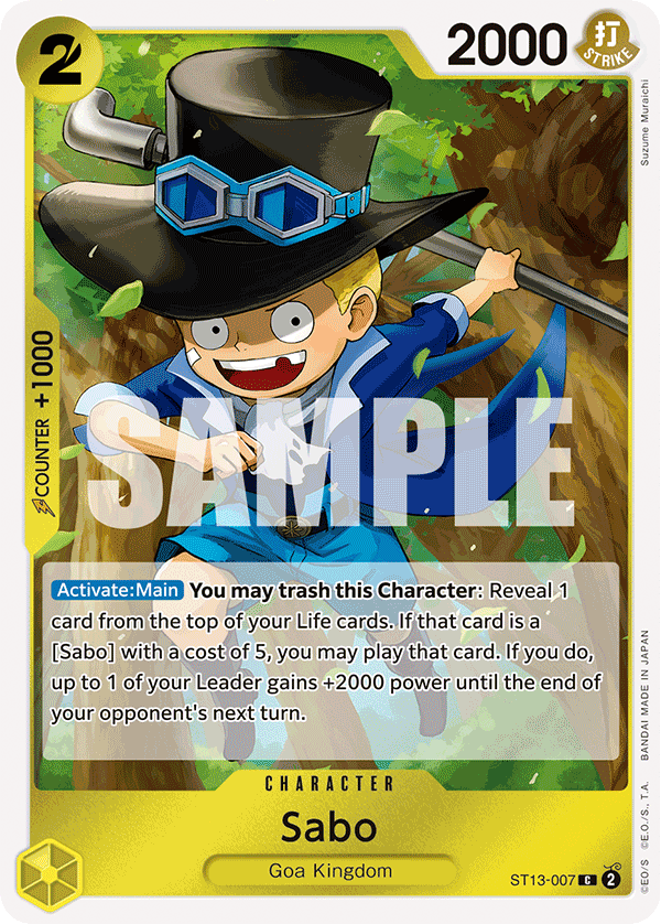 Carte Sabo ST13-007 Common — One Piece TCG ST-13 Starter Deck: The Three Brothers (Bandai)