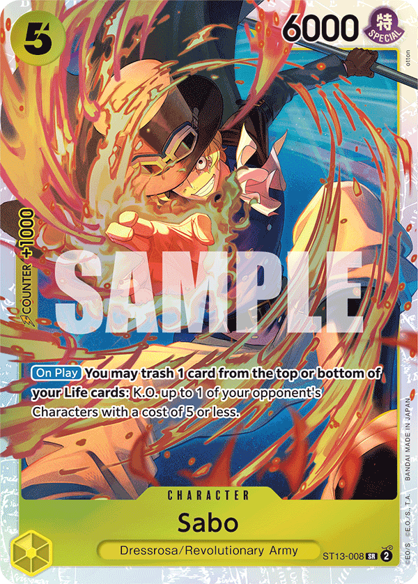 Carte Sabo ST13-008 Super Rare — One Piece TCG ST-13 Starter Deck: The Three Brothers (Bandai)