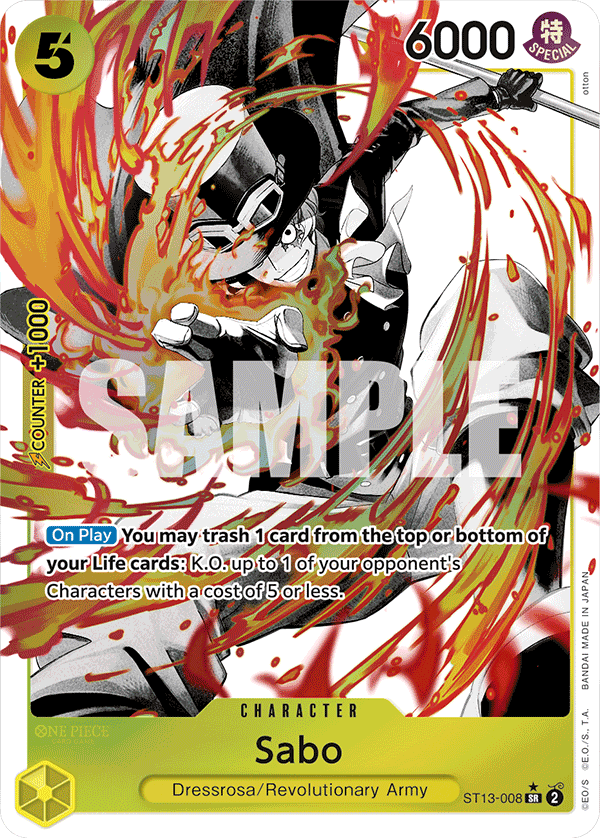 Carte Sabo ST13-008_p1 Super Rare Alt Art — One Piece TCG ST-13 Starter Deck: The Three Brothers (Bandai)