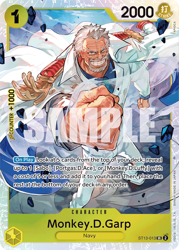 Carte Monkey.D.Garp ST13-013 Super Rare — One Piece TCG ST-13 Starter Deck: The Three Brothers (Bandai)