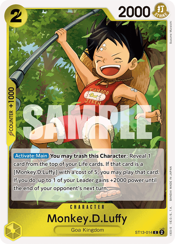 Carte Monkey.D.Luffy ST13-014 Common — One Piece TCG ST-13 Starter Deck: The Three Brothers (Bandai)