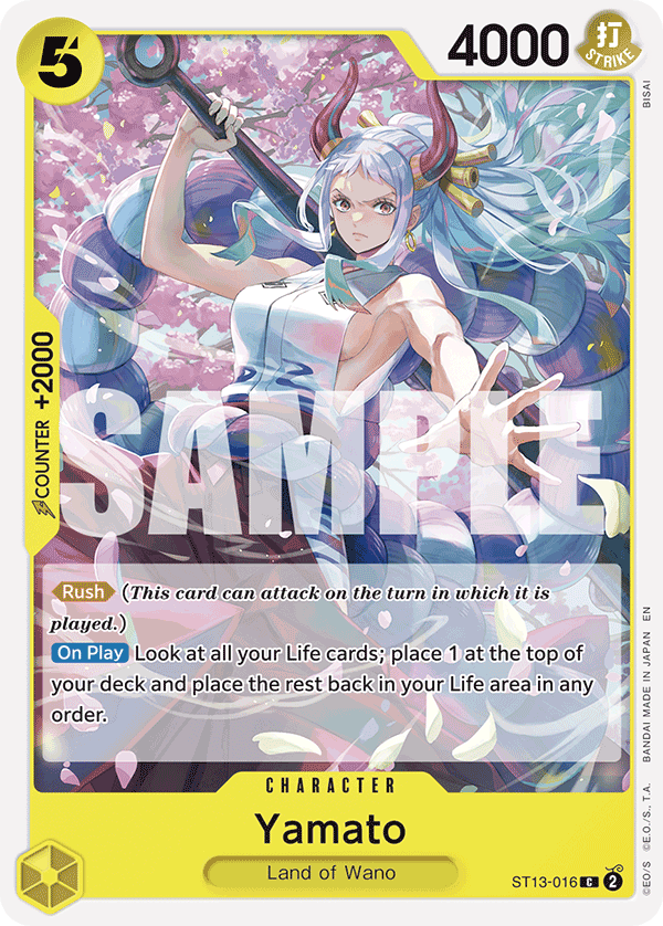Carte Yamato ST13-016_r1 Common Serial — One Piece TCG ST-28 Starter Deck: Green/Yellow Yamato (Bandai)