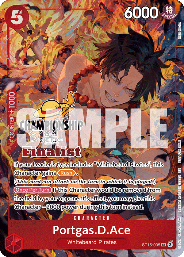 Carte Portgas D. Ace ST15-005_p2 Super Rare Alt Art — One Piece TCG PROMO-ST-15 Promos: Red Edward.Newgate (Bandai)