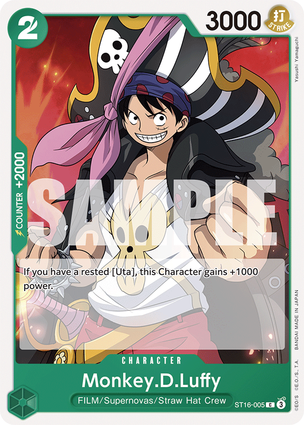 Carte Monkey D. Luffy ST16-005 Common — One Piece TCG ST-16 Starter Deck: Green Uta (Bandai)
