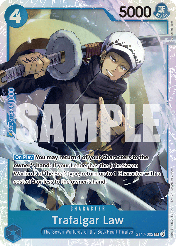 Carte Trafalgar Law ST17-002 Super Rare — One Piece TCG ST-17 Starter Deck: Blue Donquixote Doflamingo (Bandai)