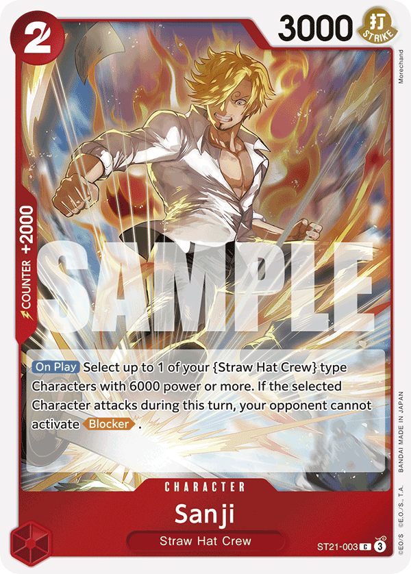 Carte Sanji ST21-003 Common — One Piece TCG ST-21 (Bandai)