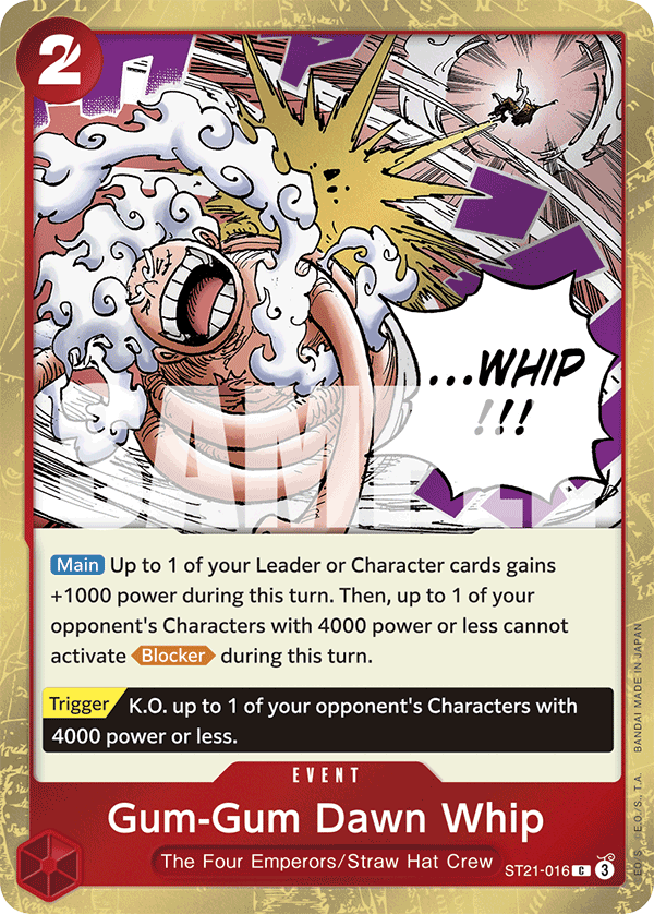 Carte Gum Gum Dawn Whip ST21-016 Common — One Piece TCG ST-21 Starter Deck: Gear5 (Bandai)