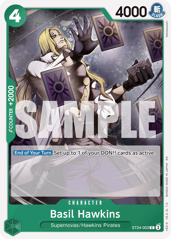 Carte Basil Hawkins ST24-003 Common — One Piece TCG ST-24 Starter Deck: Green Jewelry Bonney (Bandai)