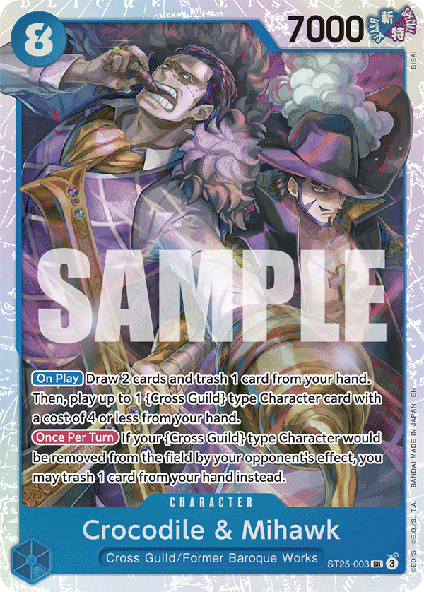 Carte Crocodile et Mihawk ST25-003 Super Rare — One Piece TCG ST-25 Starter Deck: Blue Buggy (Bandai)