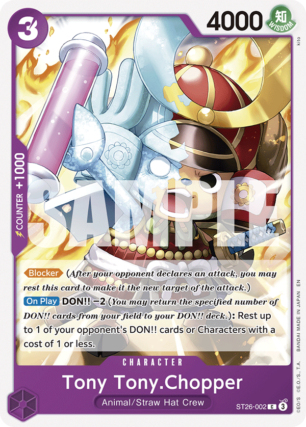 Carte Tony-Tony Chopper ST26-002 Common — One Piece TCG ST-26 Starter Deck: Purple/Black Monkey.D.Luffy (Bandai)