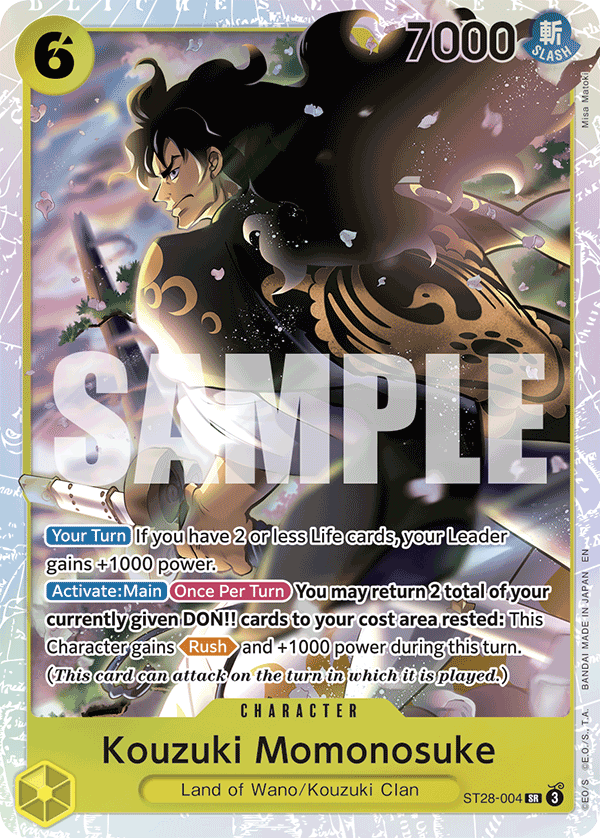Carte Momonosuké Kozuki ST28-004 Super Rare — One Piece TCG ST-28 (Bandai)