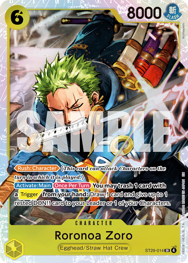 Carte Roronoa Zoro ST29-014 Super Rare — One Piece TCG ST-29 (Bandai)