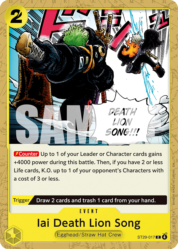 Carte Iai, le chant funèbre du lion ST29-017 Common — One Piece TCG ST-29 Starter Deck: Egghead (Bandai)
