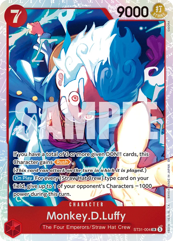 Carte Monkey D. Luffy ST31-004 Super Rare — One Piece TCG ST-31 STARTER DECK -RED Monkey.D.Luffy- (Bandai)