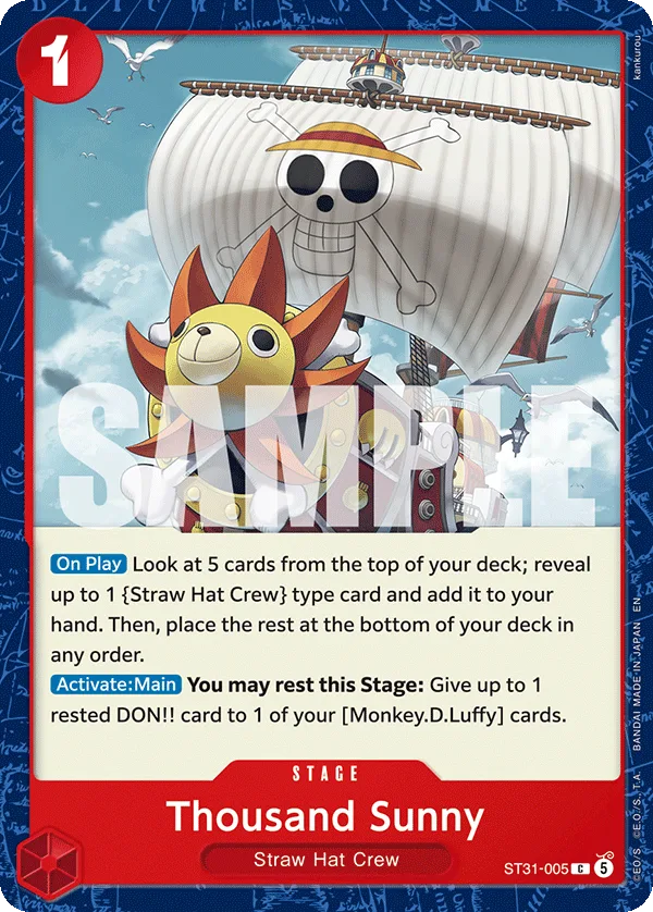 Carte Thousand Sunny ST31-005 Common — One Piece TCG ST-31 STARTER DECK -RED Monkey.D.Luffy- (Bandai)
