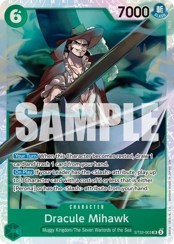 Carte Dracule Mihawk ST32-003 Super Rare — One Piece TCG ST-32 (Bandai)