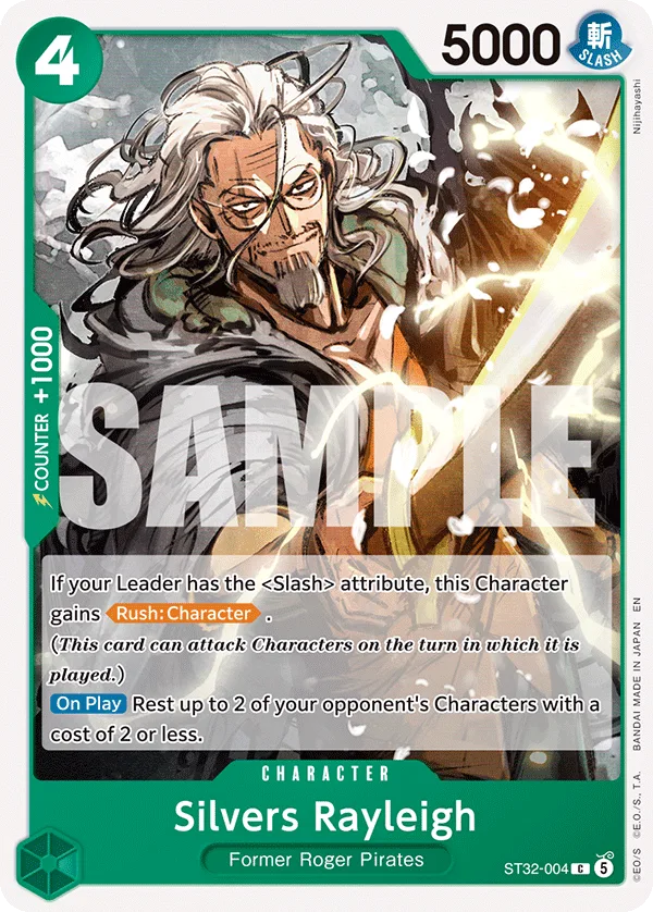 Carte Silvers Rayleigh ST32-004 Common — One Piece TCG ST-32 STARTER DECK -GREEN Roronoa Zoro- (Bandai)
