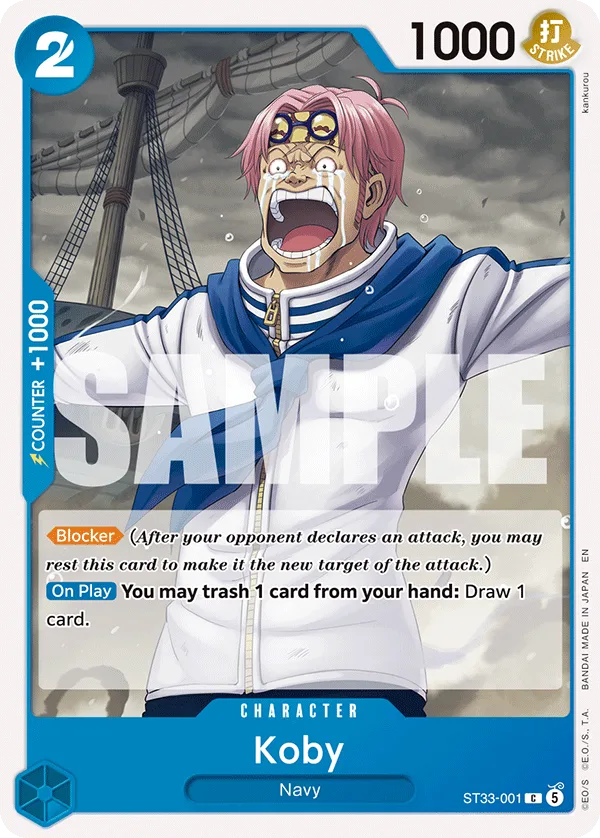 Carte Kobby ST33-001 Common — One Piece TCG ST-33 STARTER DECK -BLUE Kuzan- (Bandai)