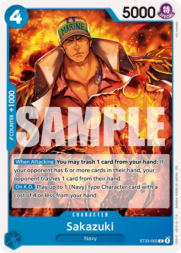 Carte Sakazuki ST33-002 Common — One Piece TCG ST-33 STARTER DECK -BLUE Kuzan- (Bandai)