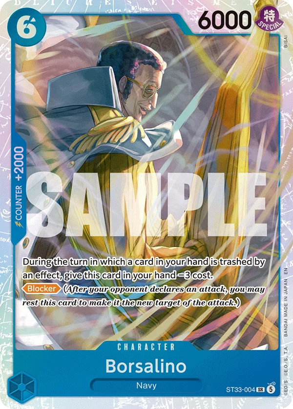 Carte Borsalino ST33-004 Super Rare — One Piece TCG ST-33 (Bandai)