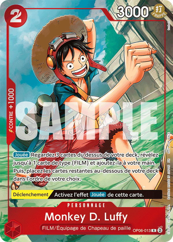 Carte Monkey D. Luffy OP06-013_anniv1fr Rare Alt Art — One Piece TCG OP-06 Wings of the Captain (Bandai)