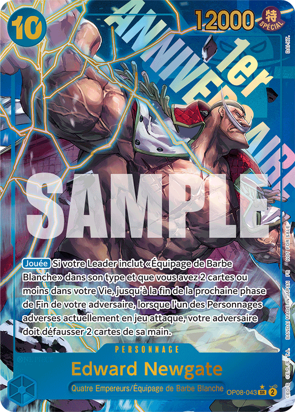 Carte Edward Newgate OP08-043_anniv1fr Super Rare Alt Art — One Piece TCG OP-08 Two Legends (Bandai)