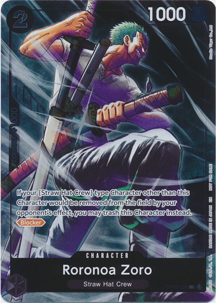 Carte Roronoa Zoro (Dash Pack Full Art) OP15-094_dash Uncommon Alt Art — One Piece TCG OP15-EB04 Adventure on Kami's Island (Bandai)