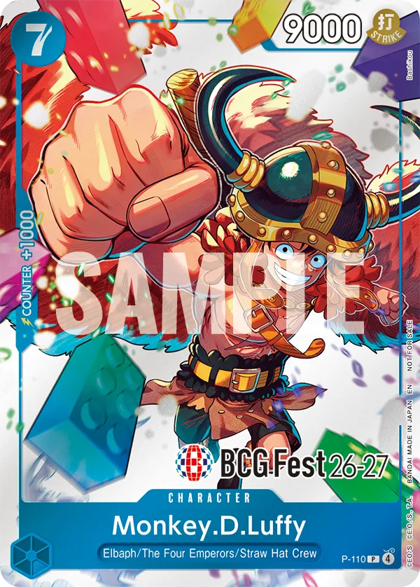 Carte promo P-110 Monkey.D.Luffy remise aux visiteurs du BANDAI CARD GAMES Fest 26-27 de Londres, One Piece Card Game