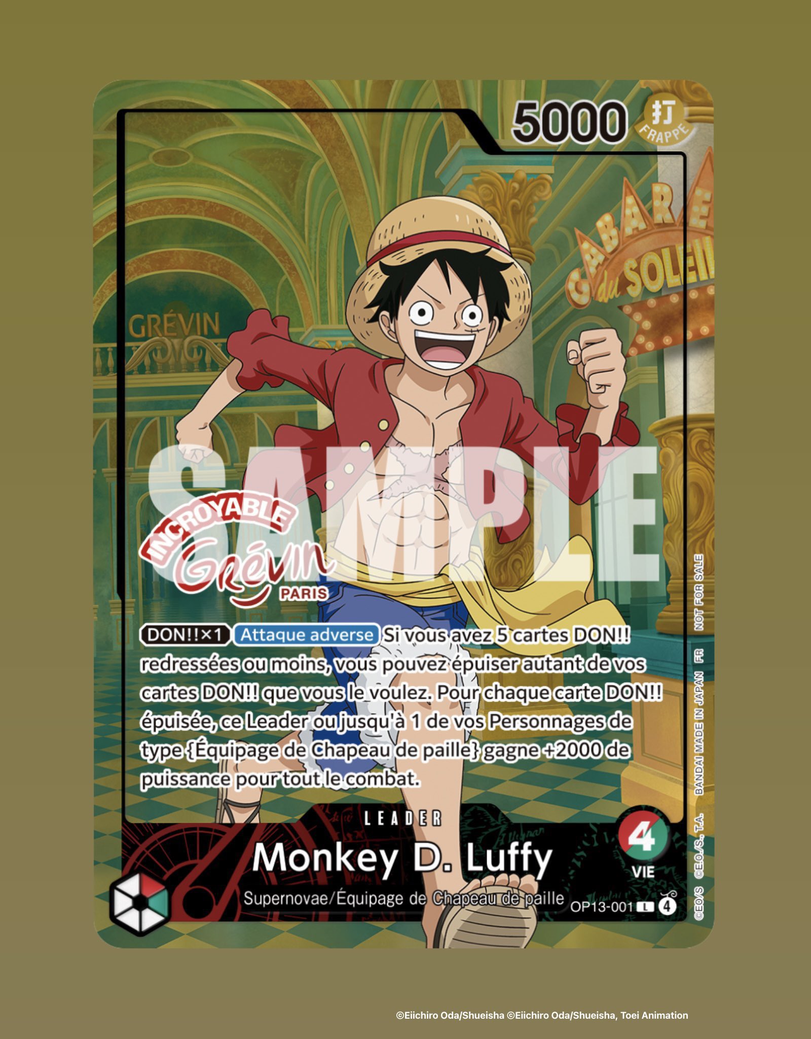 Carte Monkey D. Luffy OP13-001_grevin Leader Alt Art — One Piece TCG OP-13 Carrying on His Will (Bandai)