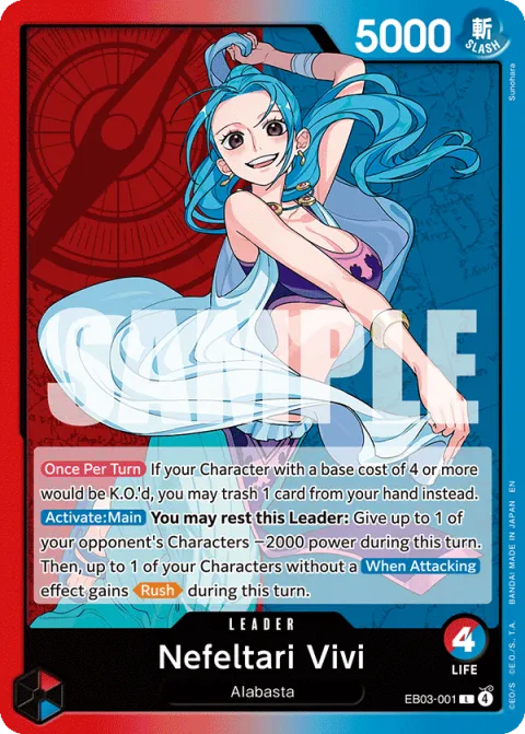 Carte Leader EB03-001 Nefeltari Vivi One Piece Card Game