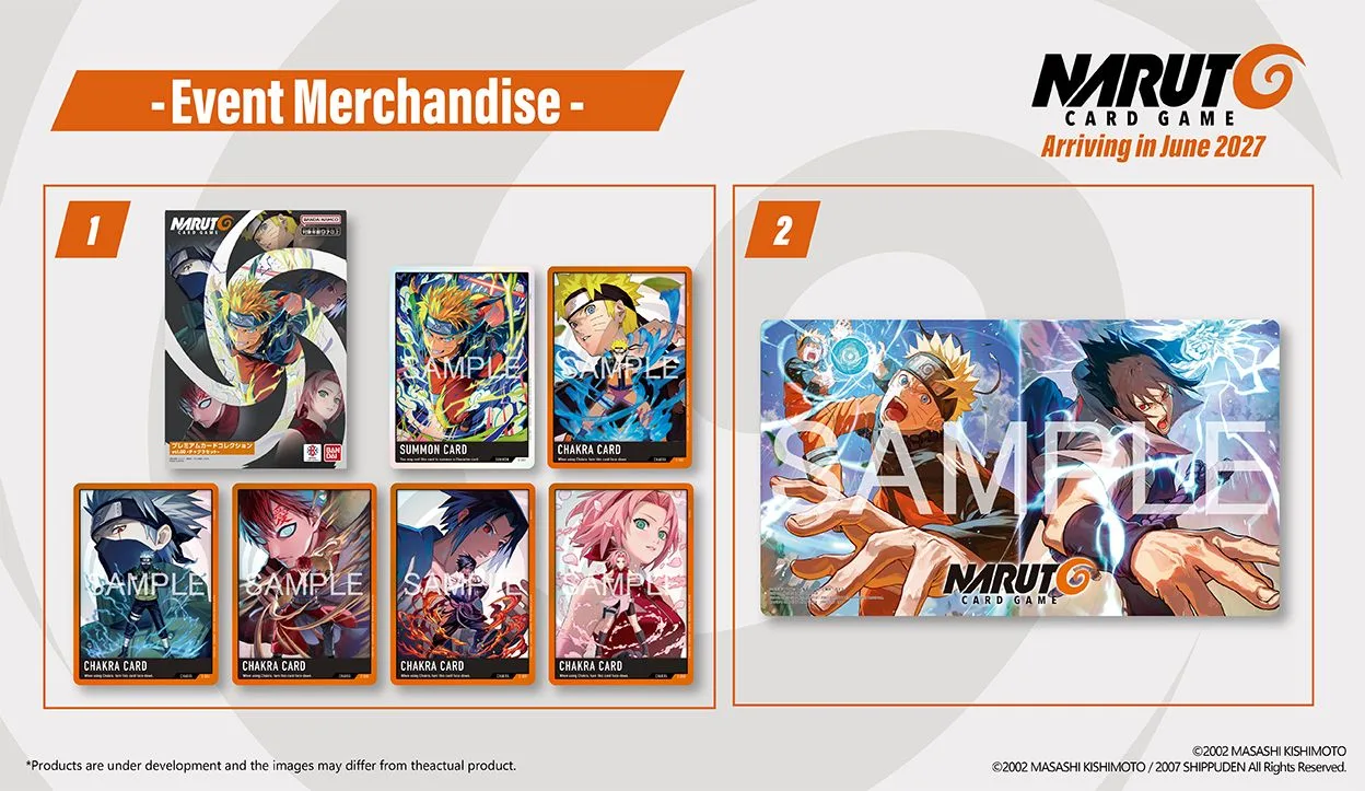 Visuel officiel des Premier Demo Events du NARUTO CARD GAME en boutique à partir de 2027