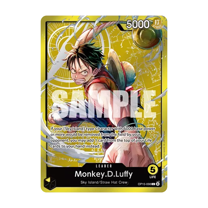 Leader Monkey D. Luffy OP15-098 version SD-01, jaune, Île céleste / Équipage du Chapeau de Paille