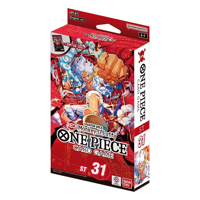 Boîte du Starter Deck ST-31 Red Monkey D. Luffy One Piece Card Game avec booster OP-16 inclus