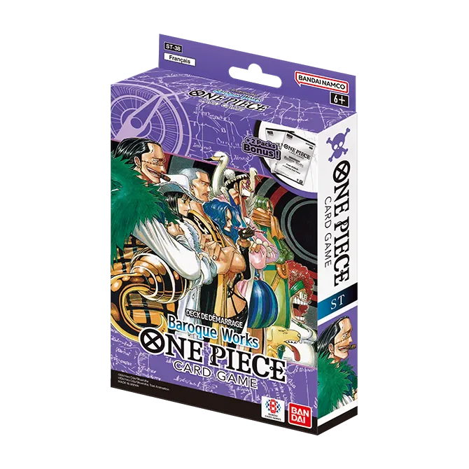 Boîte officielle française du Starter Deck ST-38 One Piece « Baroque Works » avec Crocodile et Miss All Sunday